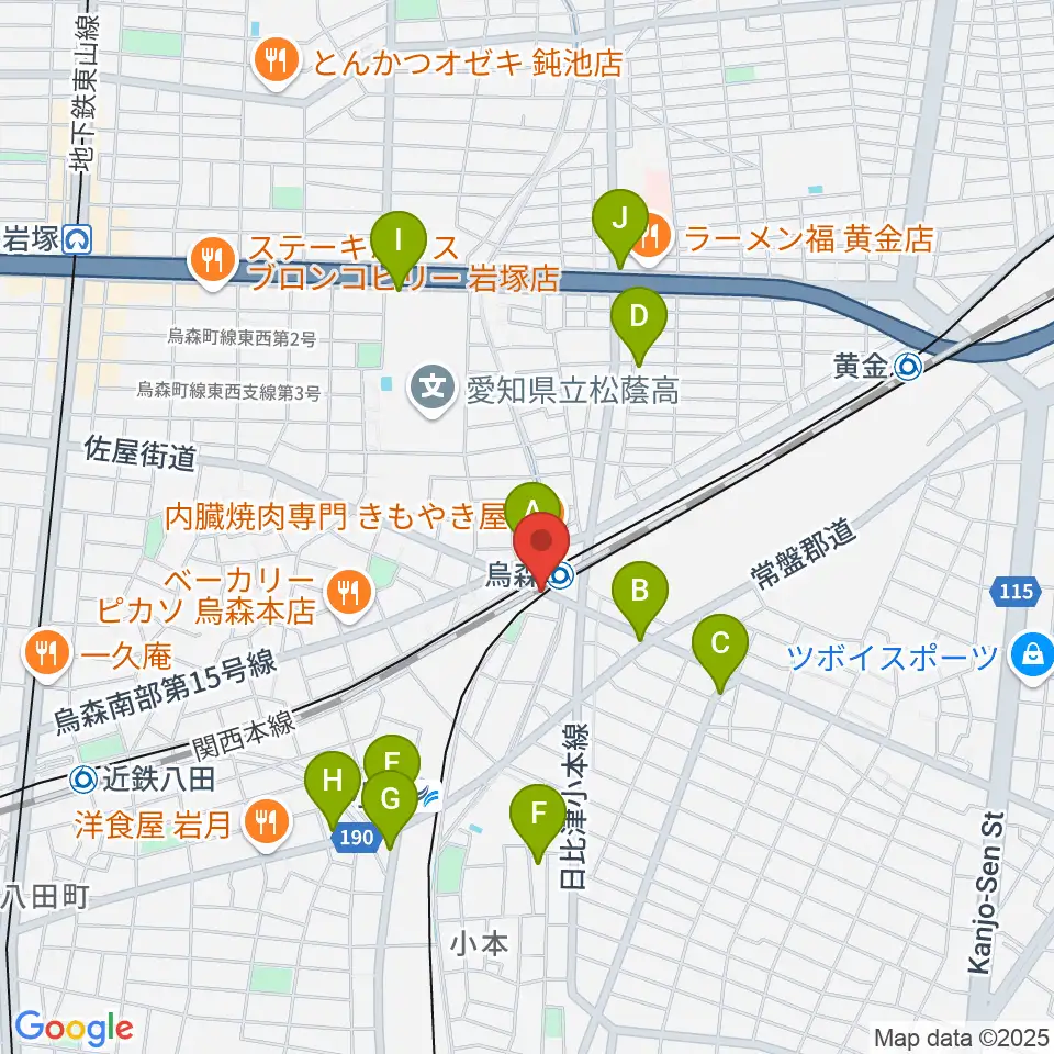 スタジオベティックス烏森駅前店周辺のカフェ一覧地図