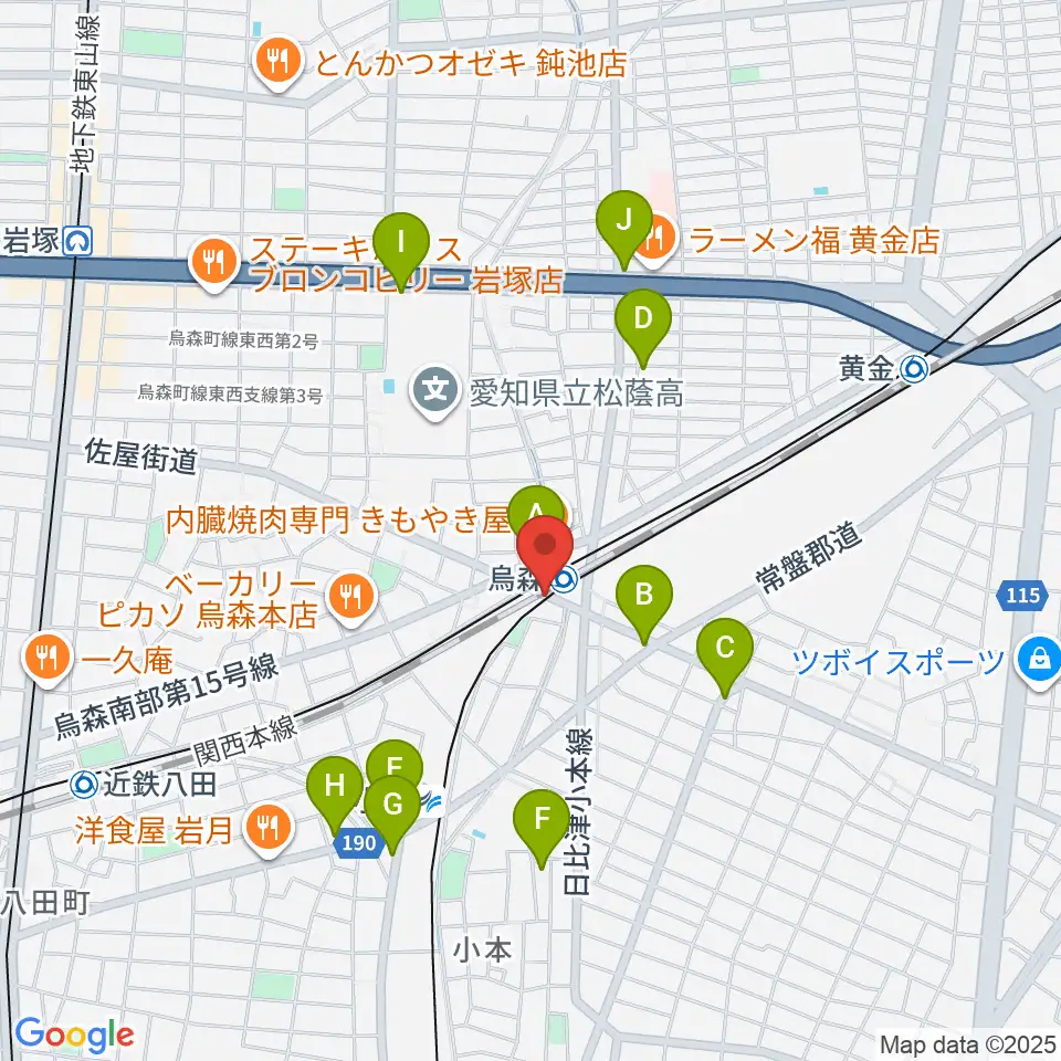 スタジオベティックス烏森駅前店周辺のカフェ一覧地図