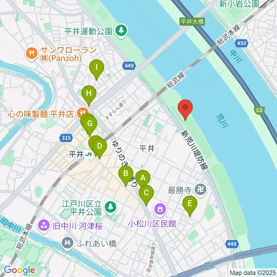 小松川ソフトボール場周辺のカフェ一覧地図