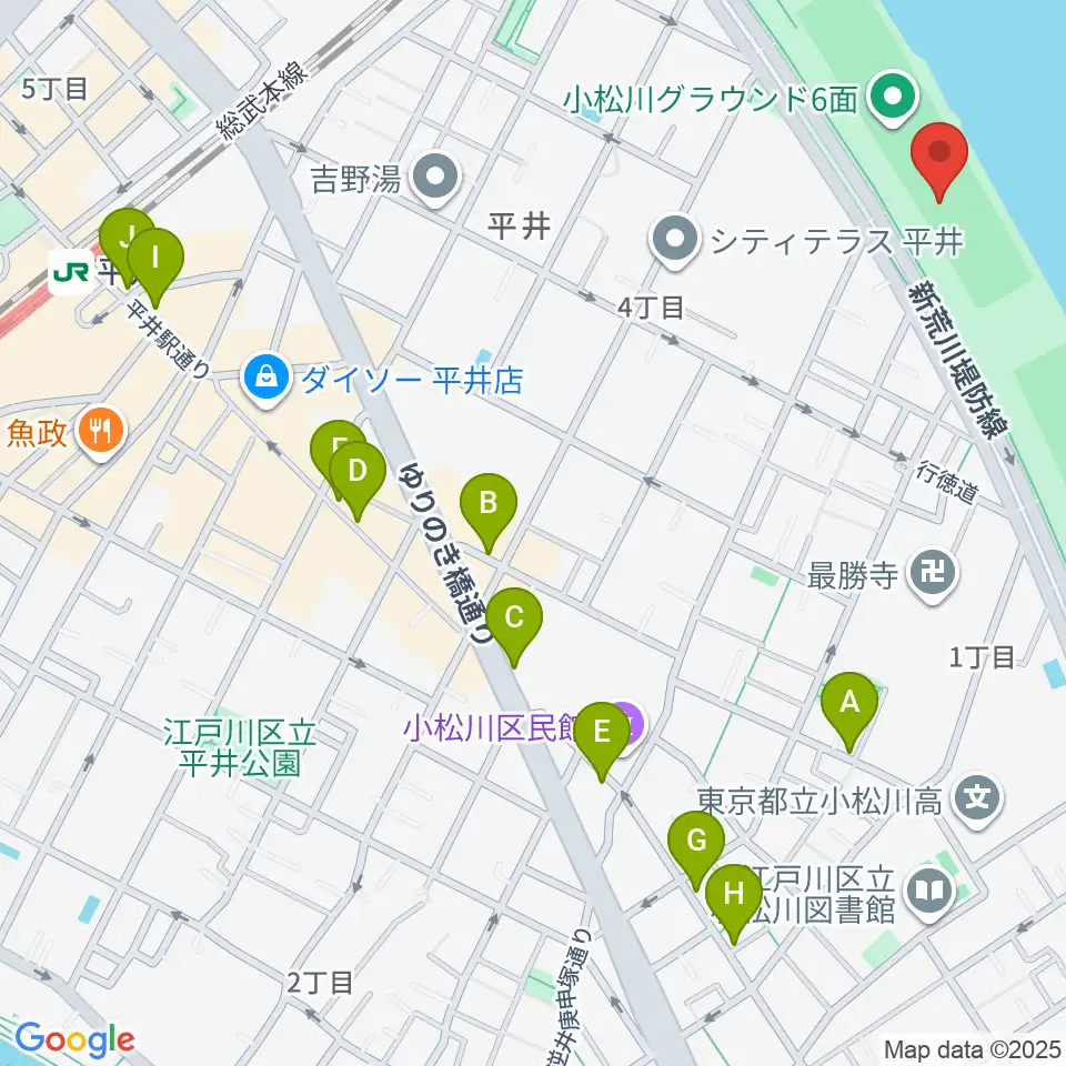 小松川少年野球場周辺のカフェ一覧地図