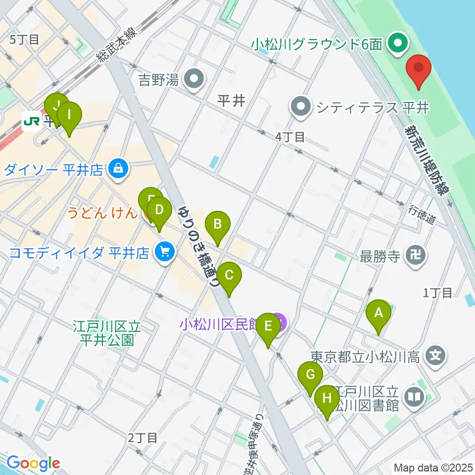 小松川少年野球場周辺のカフェ一覧地図