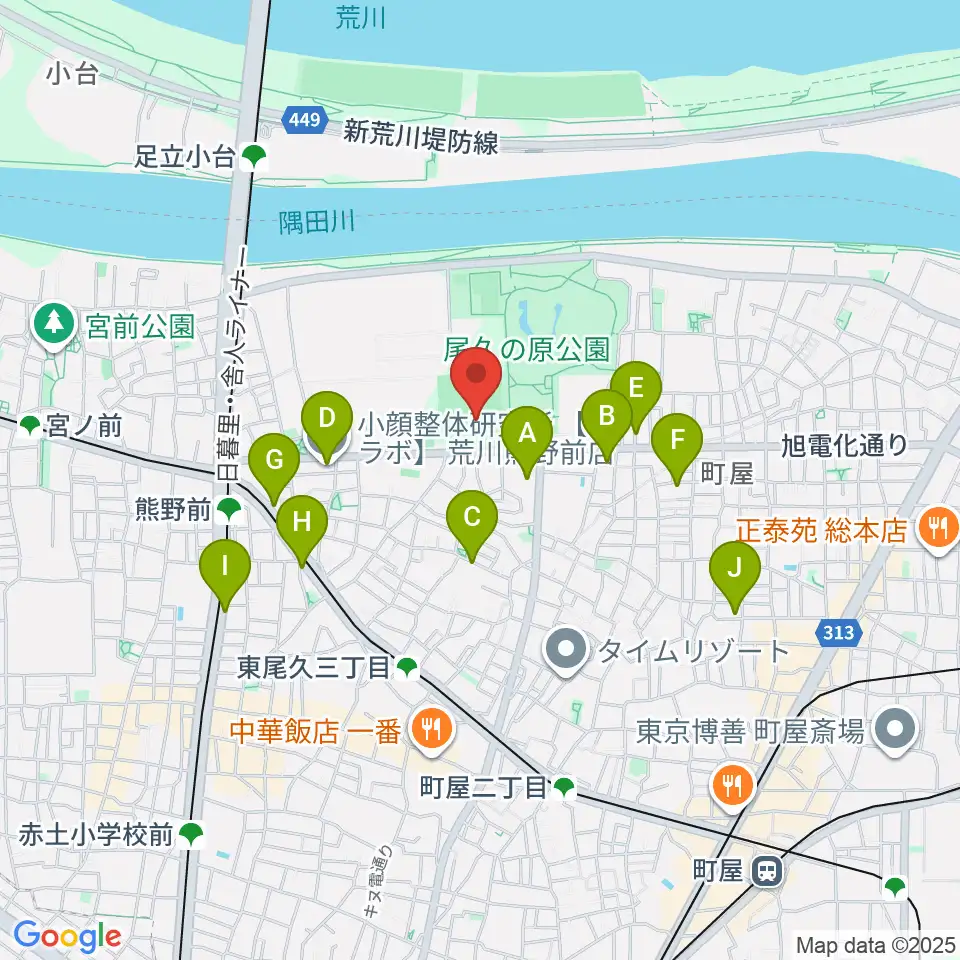 東尾久運動場多目的広場周辺のカフェ一覧地図