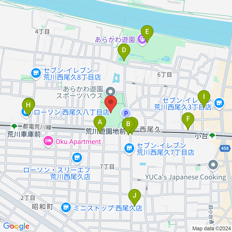 あらかわ遊園運動場周辺のカフェ一覧地図