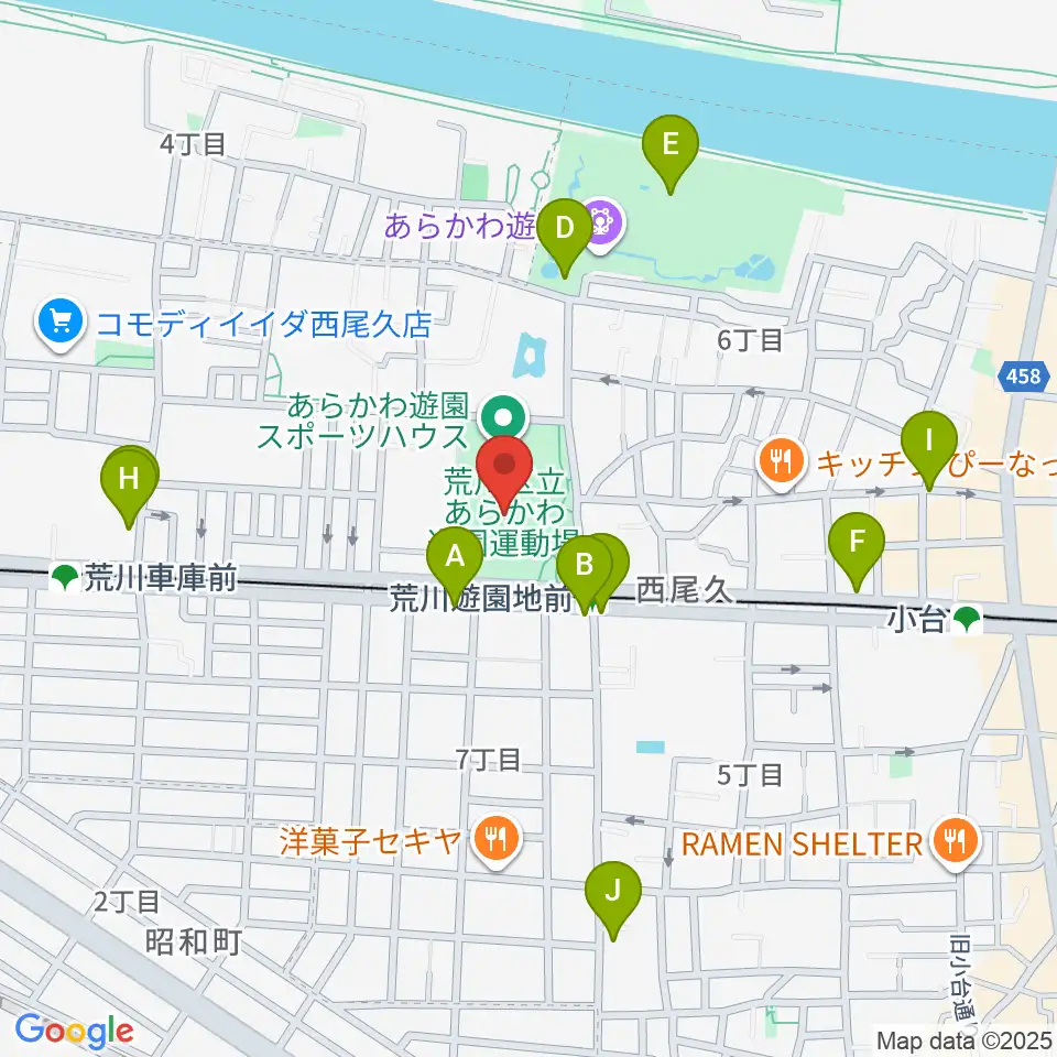 あらかわ遊園運動場周辺のカフェ一覧地図