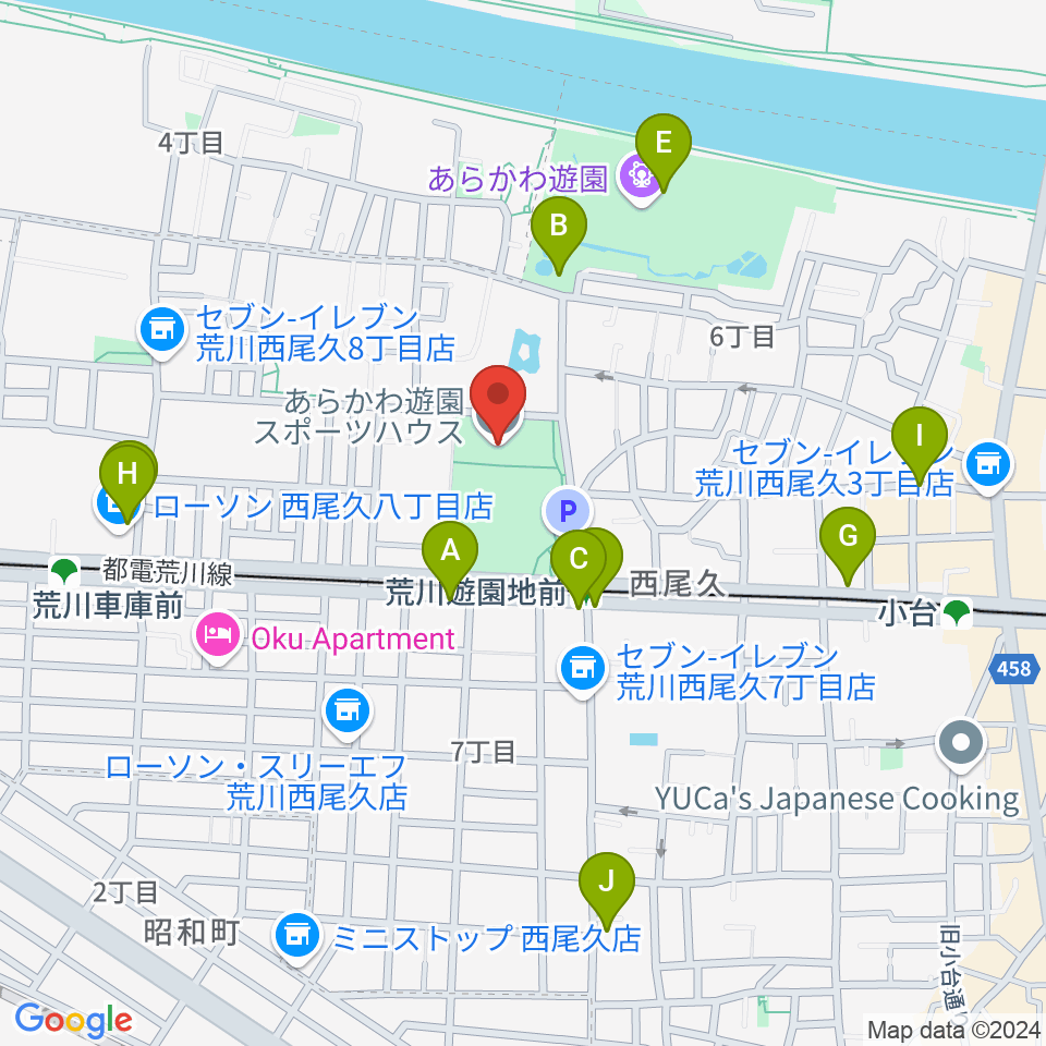 あらかわ遊園スポーツハウス周辺のカフェ一覧地図