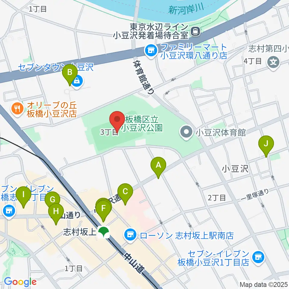 小豆沢野球場周辺のカフェ一覧地図