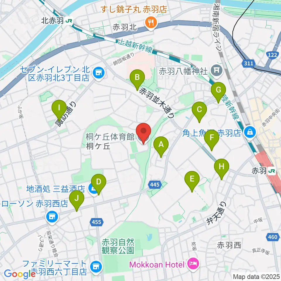 桐ケ丘体育館周辺のカフェ一覧地図