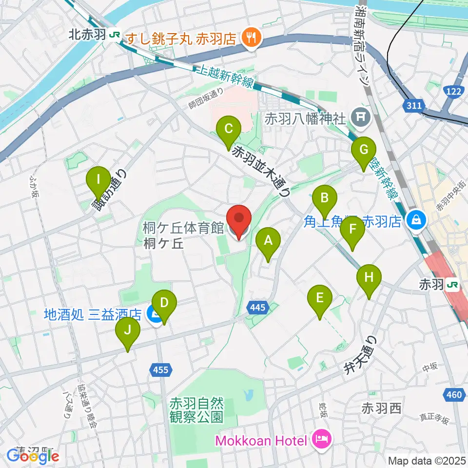 桐ケ丘体育館周辺のカフェ一覧地図