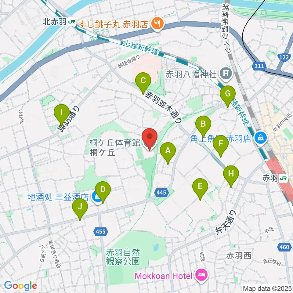 桐ケ丘体育館周辺のカフェ一覧地図