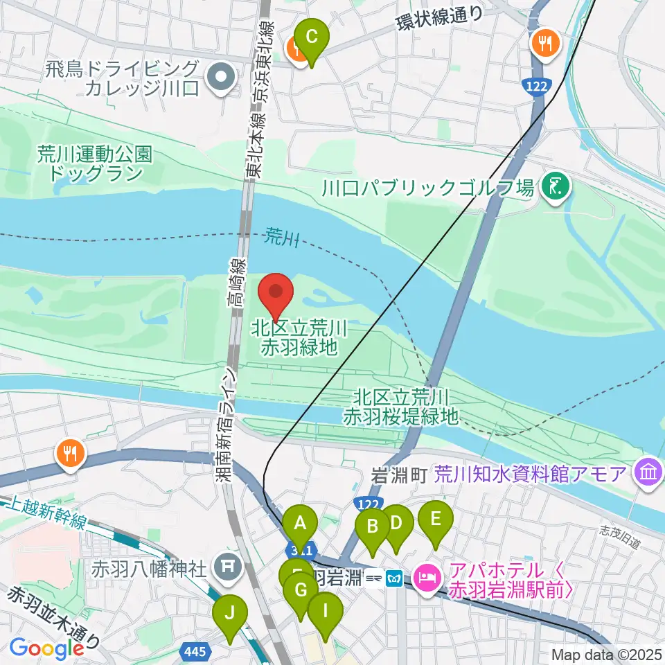 新荒川大橋野球場周辺のカフェ一覧地図