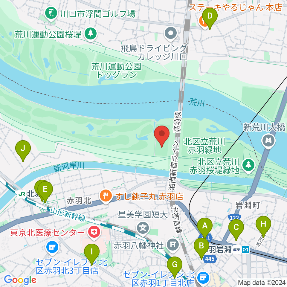 新荒川大橋サッカー場周辺のカフェ一覧地図