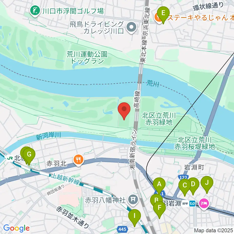 新荒川大橋サッカー場周辺のカフェ一覧地図