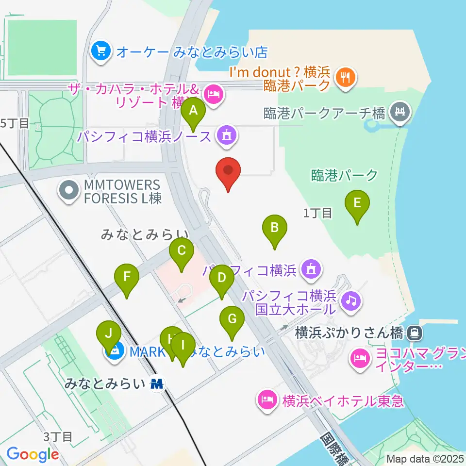パシフィコ横浜 アネックスホール周辺のカフェ一覧地図
