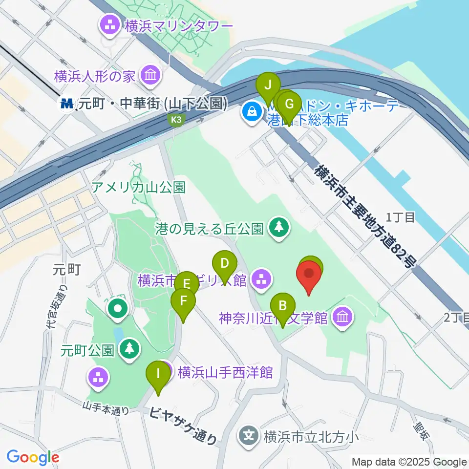 大佛次郎記念館周辺のカフェ一覧地図