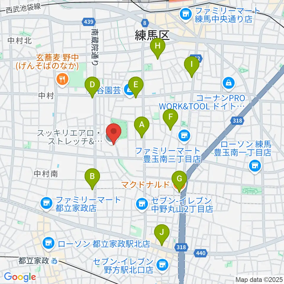 練馬区立中村南スポーツ交流センター周辺のカフェ一覧地図