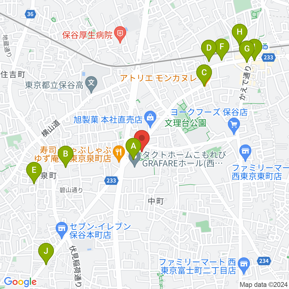 西東京市スポーツセンター周辺のカフェ一覧地図