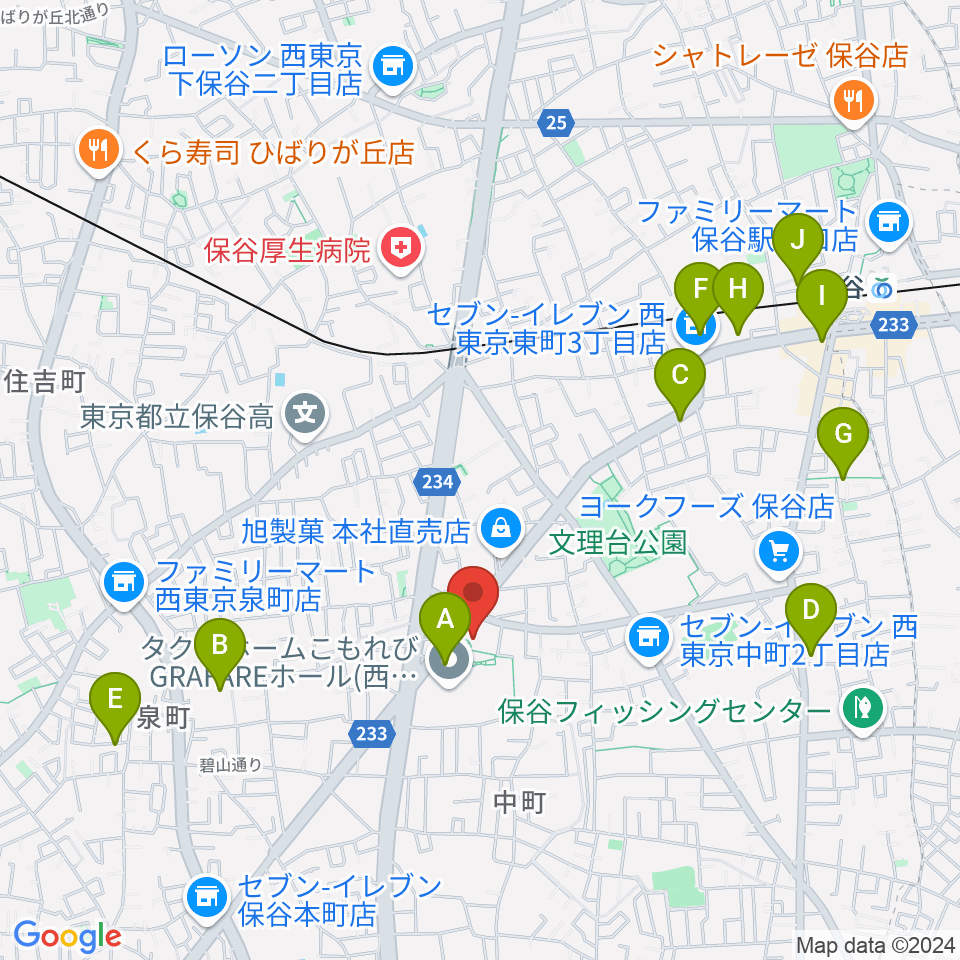 西東京市スポーツセンター周辺のカフェ一覧地図