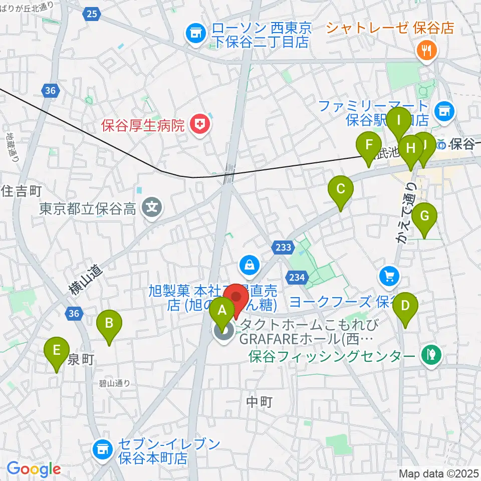 西東京市スポーツセンター周辺のカフェ一覧地図