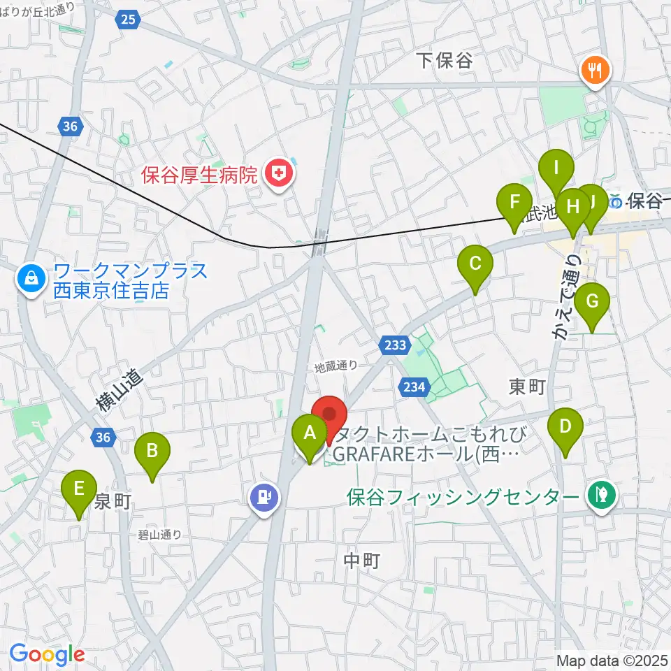西東京市スポーツセンター周辺のカフェ一覧地図