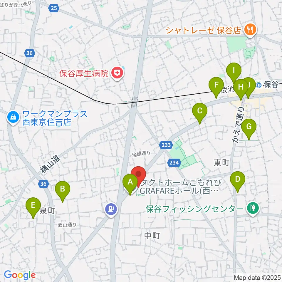 西東京市スポーツセンター周辺のカフェ一覧地図