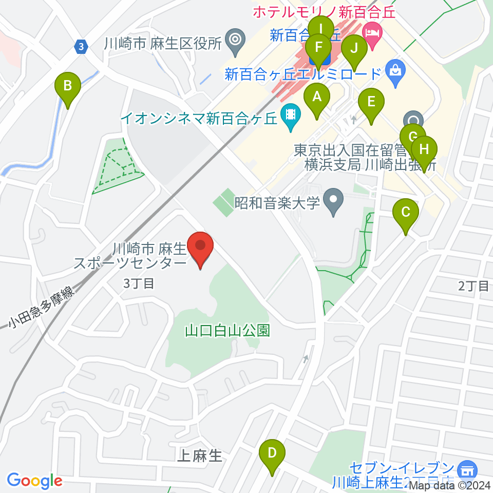 川崎市麻生スポーツセンター周辺のカフェ一覧地図