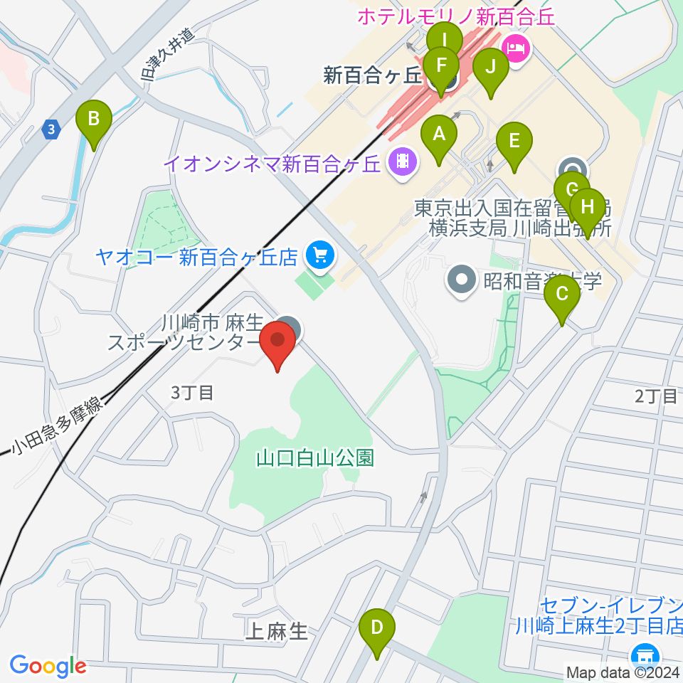 川崎市麻生スポーツセンター周辺のカフェ一覧地図