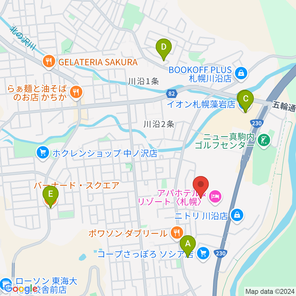 札幌市南区体育館周辺のカフェ一覧地図