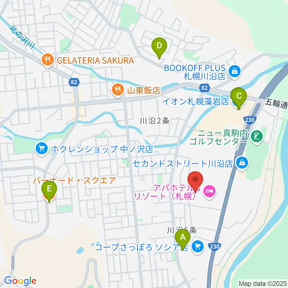 札幌市南区体育館周辺のカフェ一覧地図