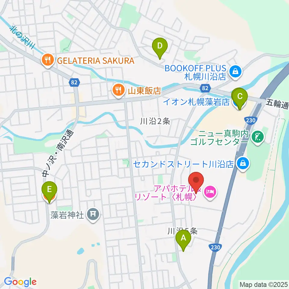札幌市南区体育館周辺のカフェ一覧地図