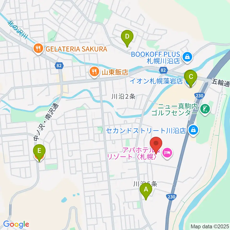 札幌市南区体育館周辺のカフェ一覧地図