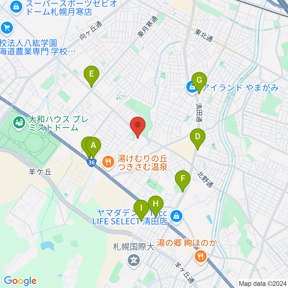 札幌市豊平区体育館周辺のカフェ一覧地図