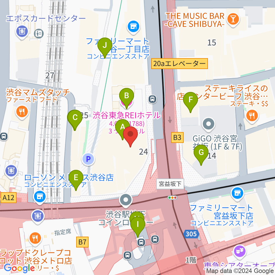 Bunkamuraル・シネマ渋谷宮下周辺のカフェ一覧地図