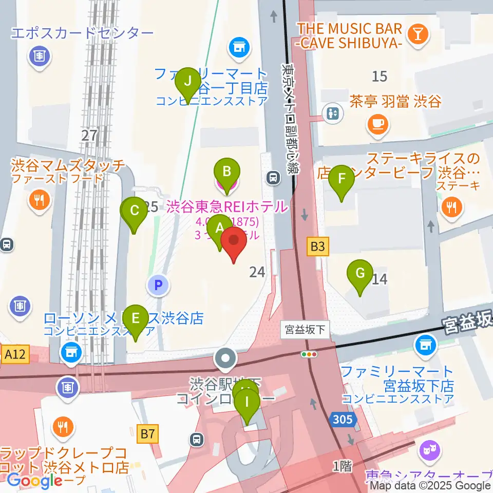 Bunkamuraル・シネマ渋谷宮下周辺のカフェ一覧地図