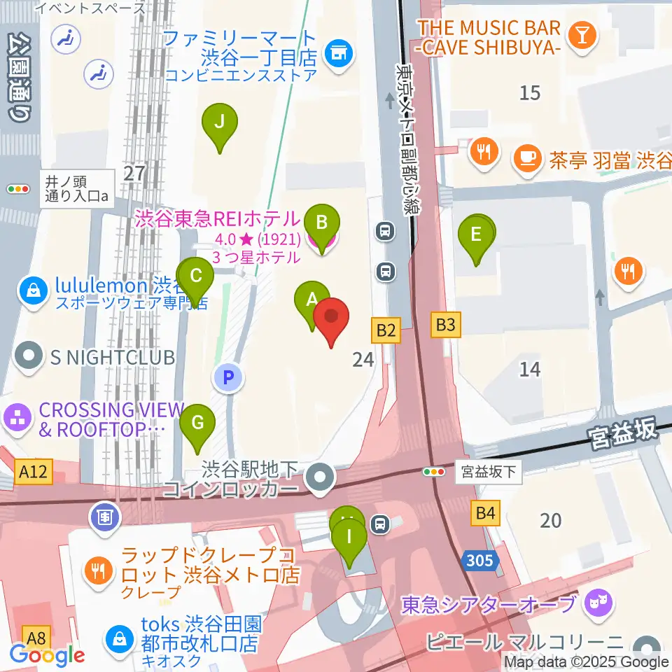 Bunkamuraル・シネマ渋谷宮下周辺のカフェ一覧地図