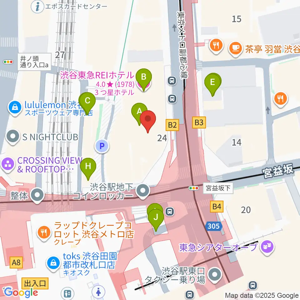 Bunkamuraル・シネマ渋谷宮下周辺のカフェ一覧地図