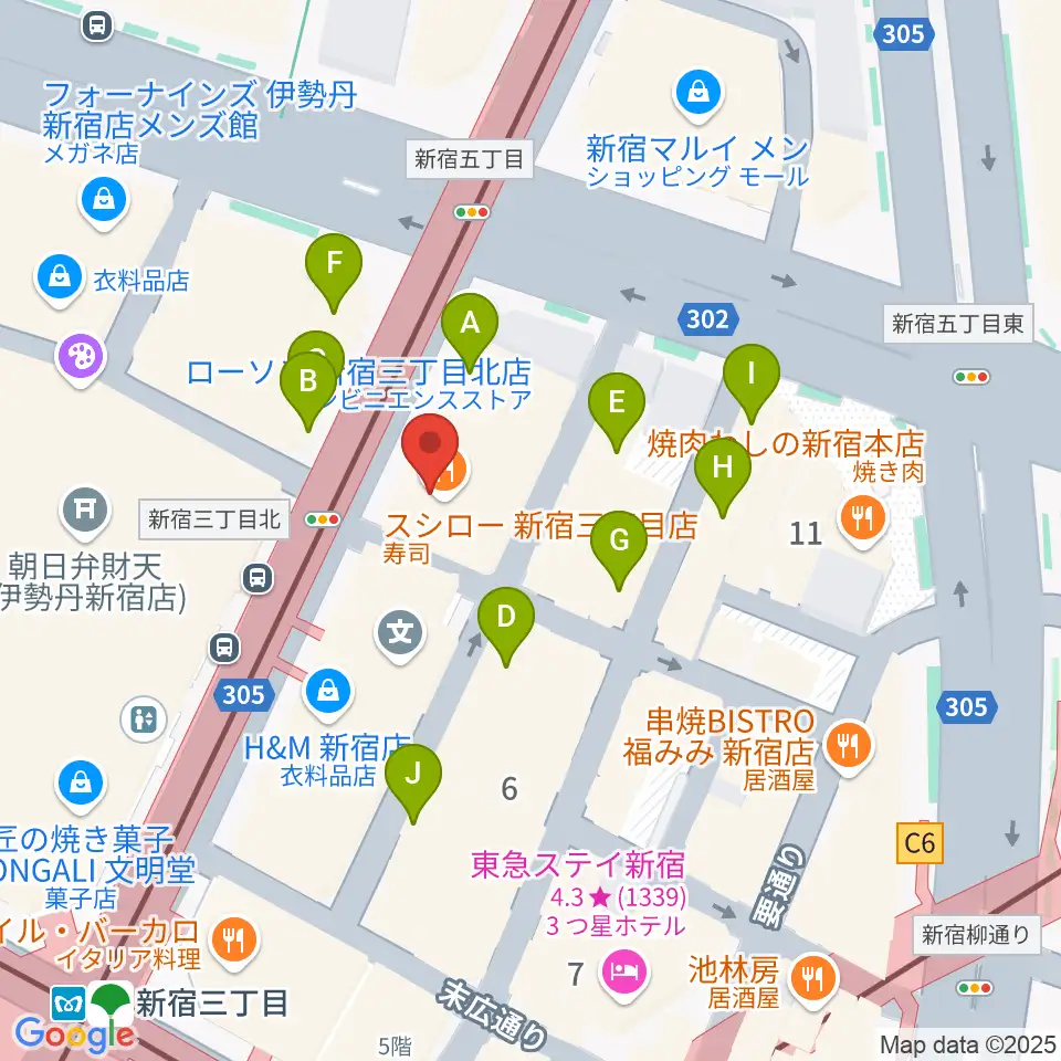 キノシネマ新宿周辺のカフェ一覧地図