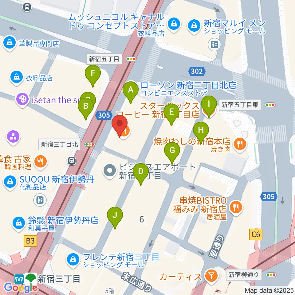 キノシネマ新宿周辺のカフェ一覧地図