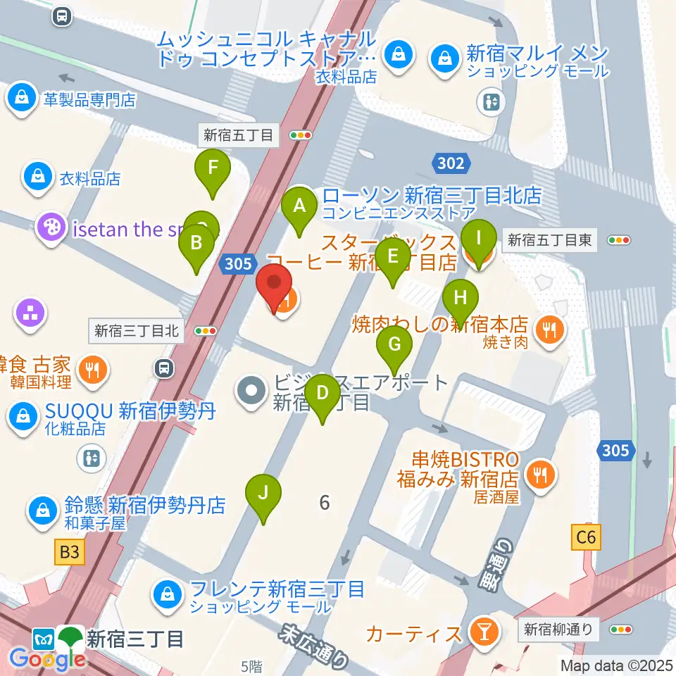 キノシネマ新宿周辺のカフェ一覧地図