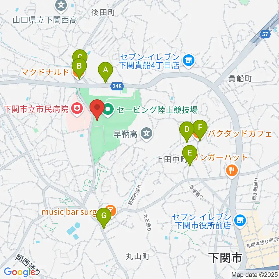 J:COMアリーナ下関周辺のカフェ一覧地図