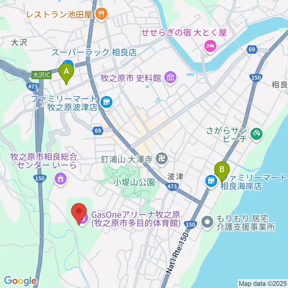 GasOneアリーナ牧之原周辺のカフェ一覧地図