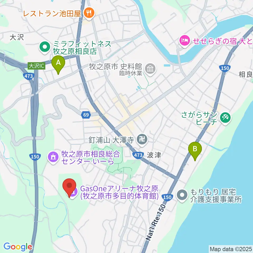 GasOneアリーナ牧之原周辺のカフェ一覧地図