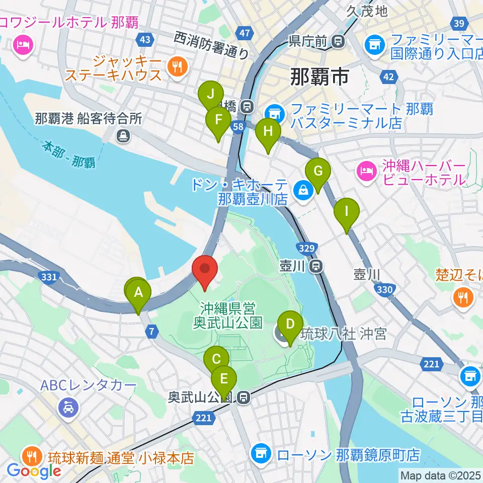 沖縄県立武道館周辺のカフェ一覧地図