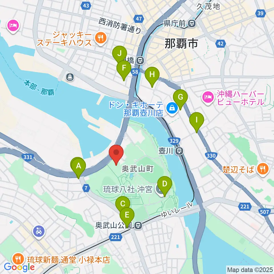 沖縄県立武道館周辺のカフェ一覧地図