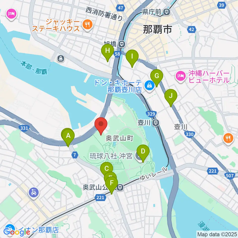 沖縄県立武道館周辺のカフェ一覧地図