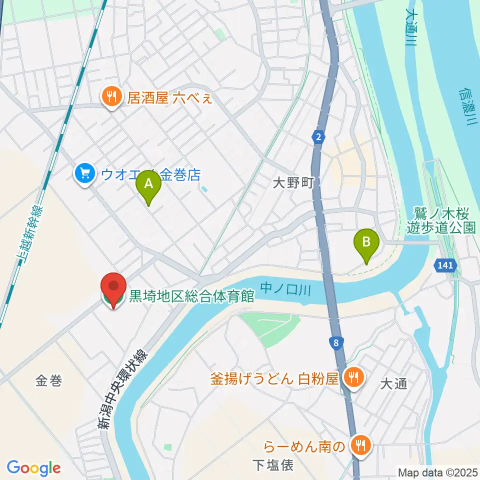 黒埼地区総合体育館周辺のカフェ一覧地図