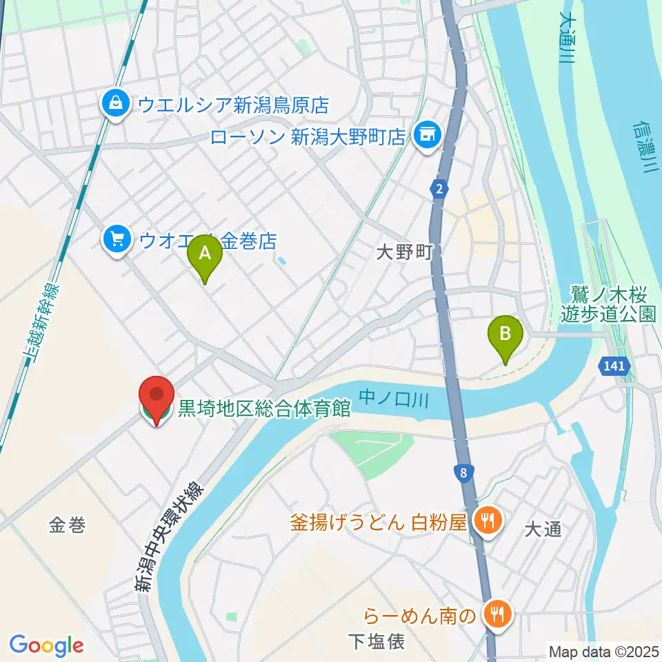 黒埼地区総合体育館周辺のカフェ一覧地図