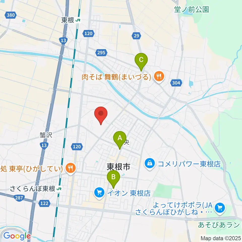 東根市中央運動公園体育館周辺のカフェ一覧地図