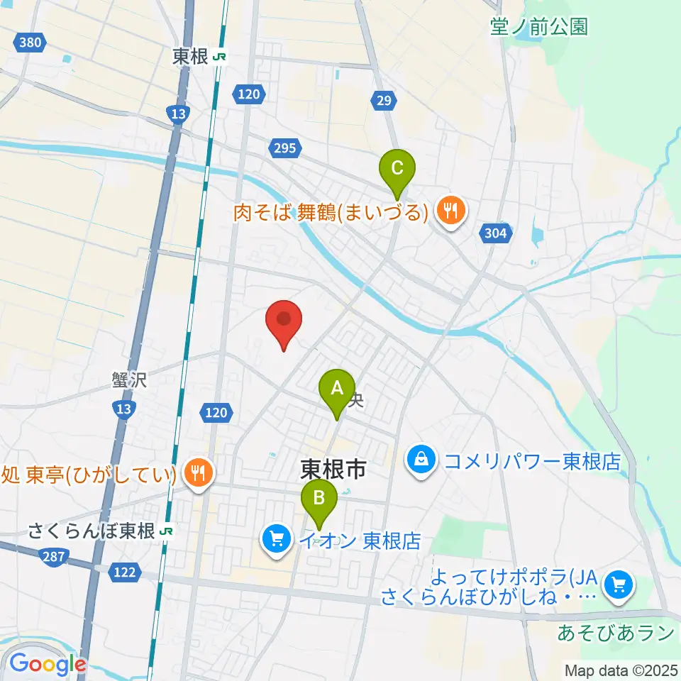 東根市中央運動公園体育館周辺のカフェ一覧地図
