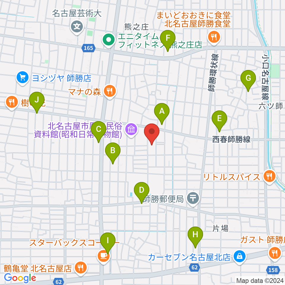 北名古屋市総合体育館周辺のカフェ一覧地図