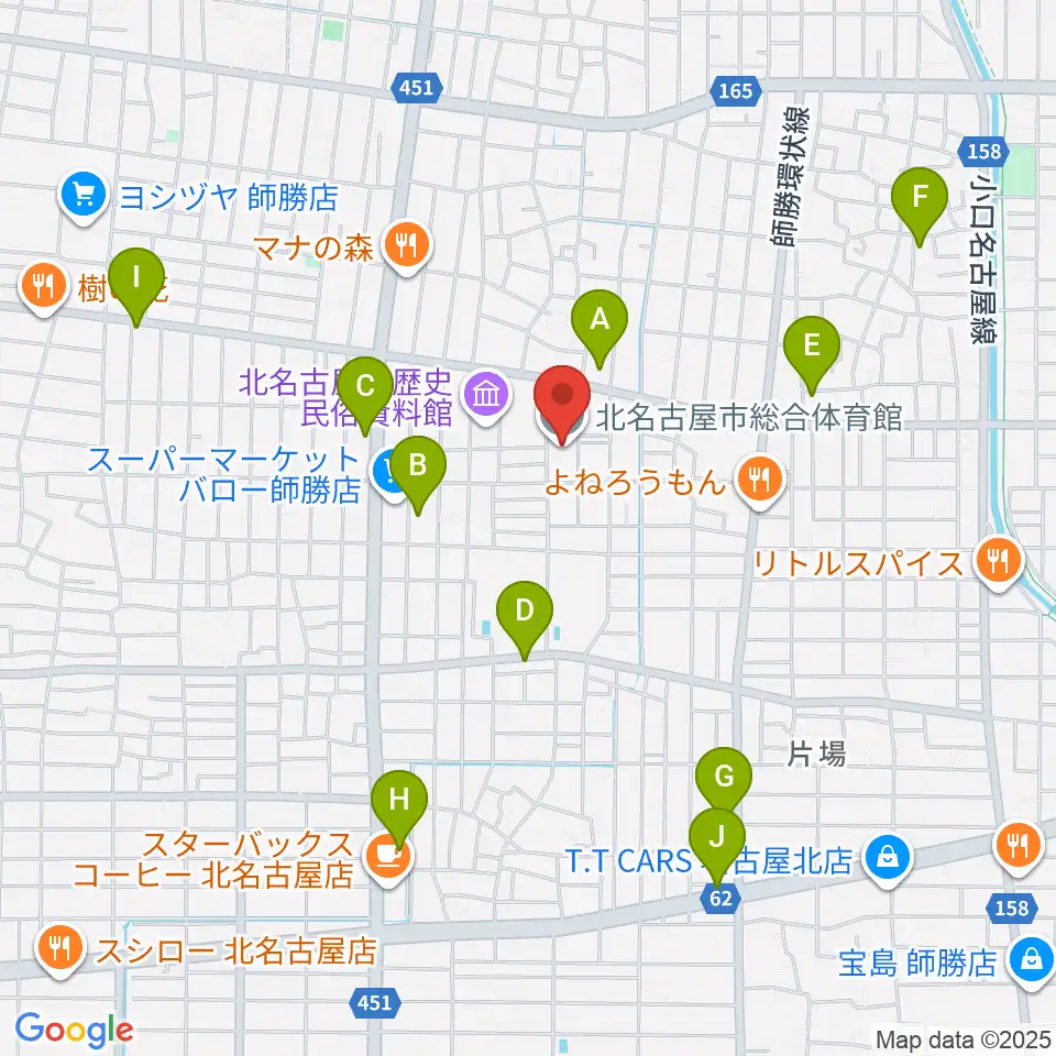 北名古屋市総合体育館周辺のカフェ一覧地図